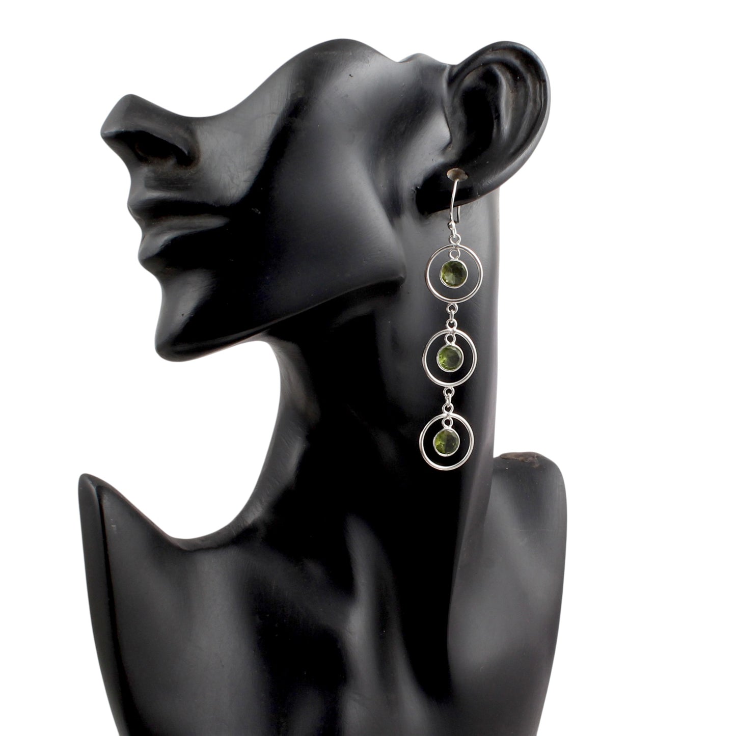 Ethnic Wear Peridot Earrings Handmade 925 Sterling Silver Dangle Natural Gemstone Earrings