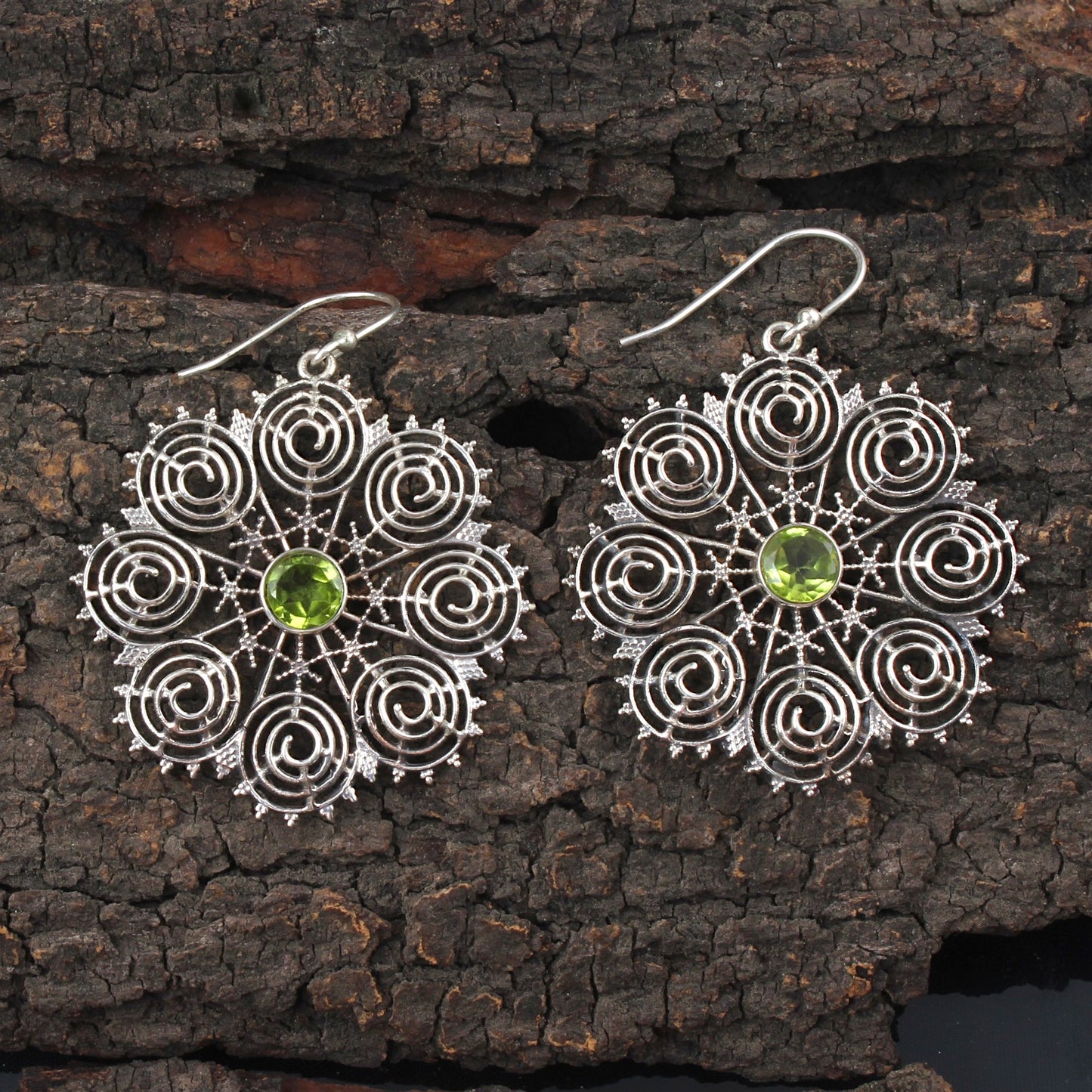 Boho Designer Peridot Earrings Handmade 925 Sterling Silver Dangle Natural Gemstone Earrings