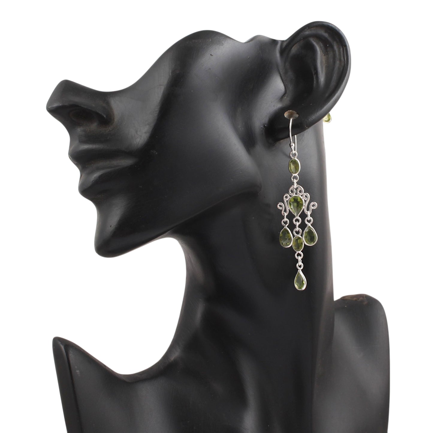 Ethnic Wear Long Peridot Dangle Earrings Handmade 925 Sterling Silver Natural Gemstone Earrings
