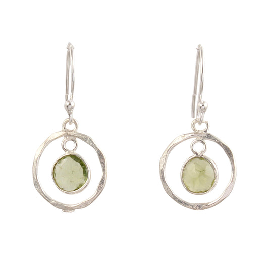 Round Peridot Earrings 925 Sterling Silver Handmade Bezel Set August Birthstone Earrings