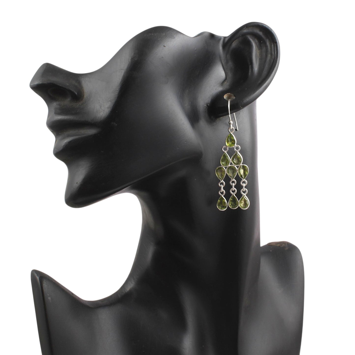 Ethnic Wear Chandelier Peridot Earrings Handmade 925 Sterling Silver Dangle Natural Faceted Gemstone Earrings