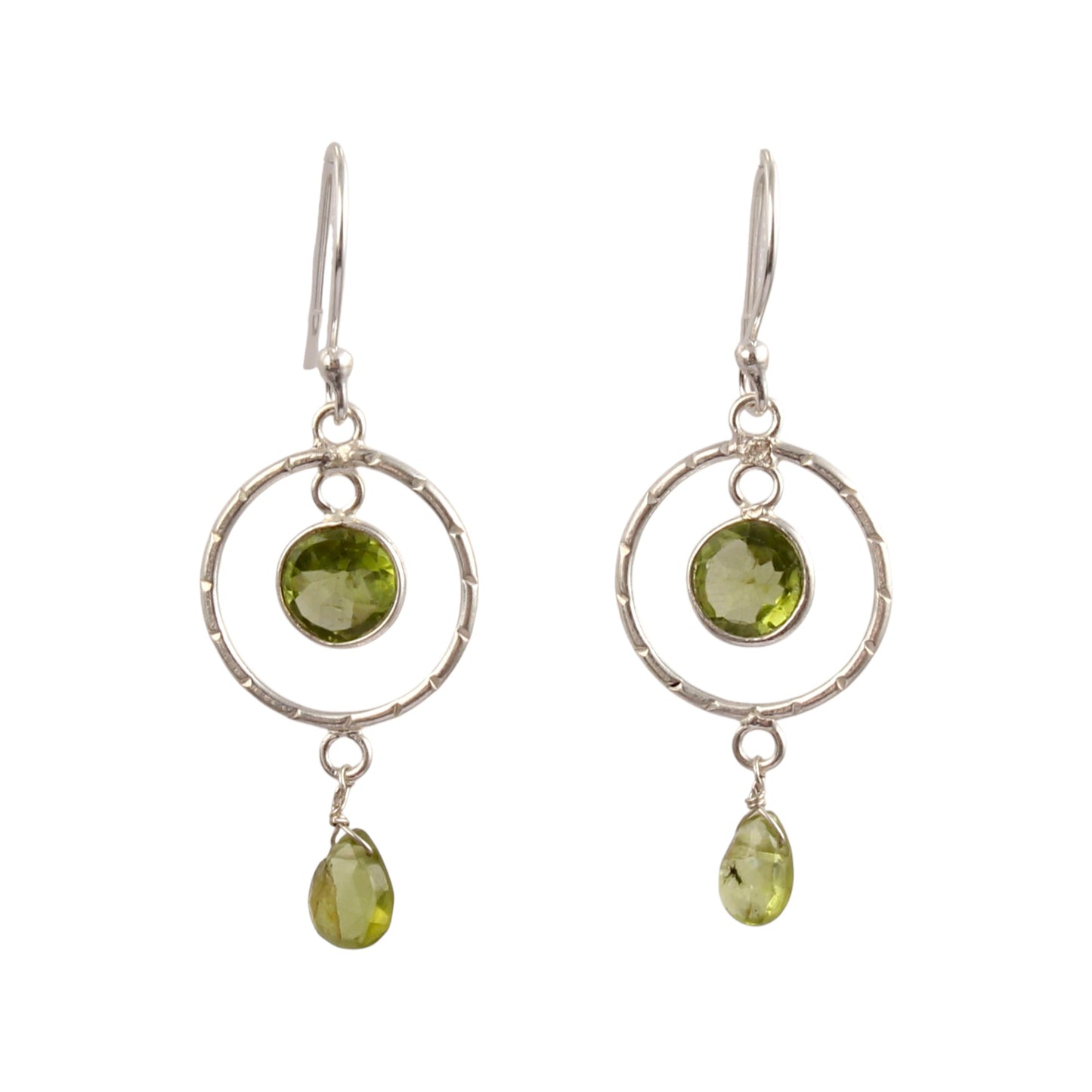 Natural Round Peridot Earrings 925 Sterling Silver Handmade Bezel Set August Birthstone Jewelry