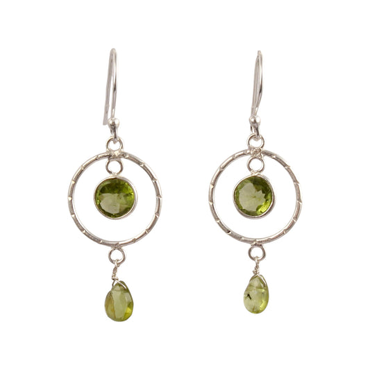 Natural Round Peridot Earrings 925 Sterling Silver Handmade Bezel Set August Birthstone Jewelry