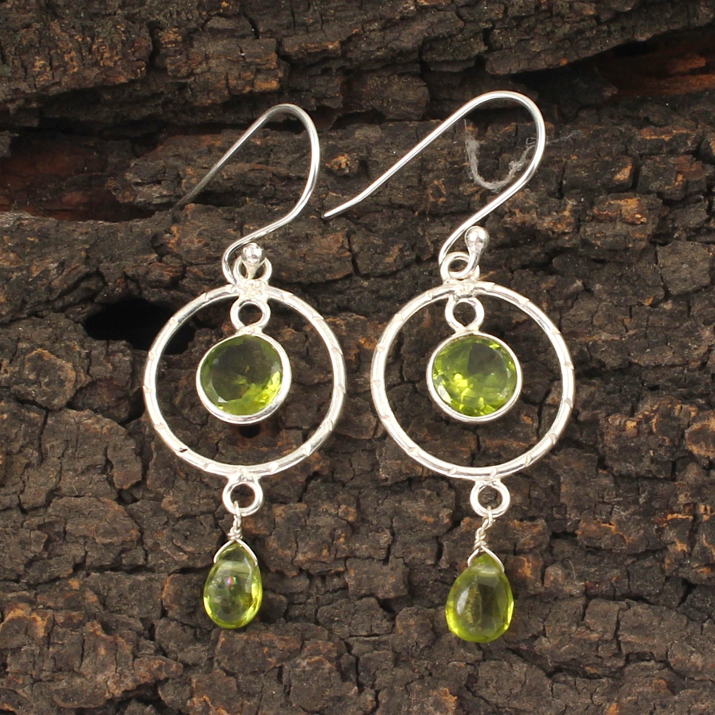 Natural Round Peridot Earrings 925 Sterling Silver Handmade Bezel Set August Birthstone Jewelry