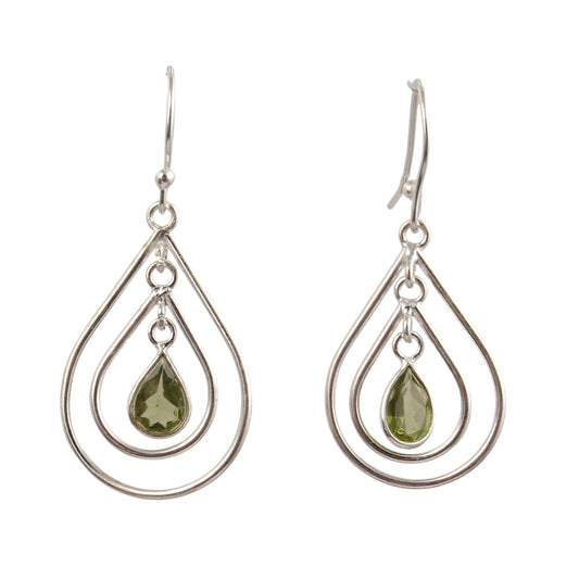 Multi Wire Design Peridot Earrings with 925 Sterling Silver Handmade Designer Dangle Earrings Statement Jewelry