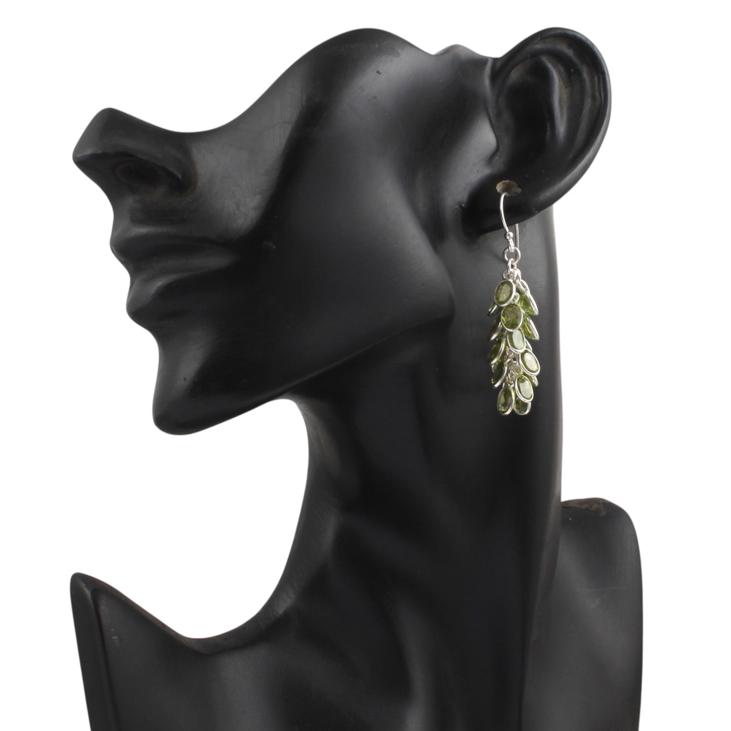 Artistic Bunch Peridot Earrings 925 Sterling Silver Handmade Bezel Set Modern Silver Earrings Green Gemstone Jewelry