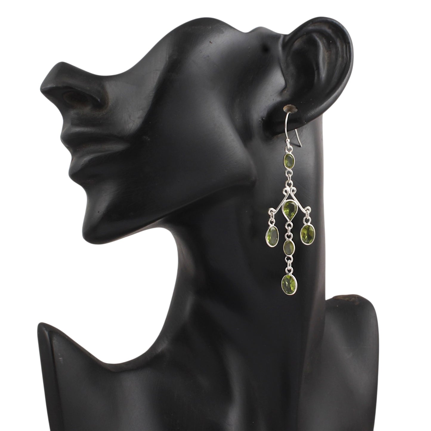 Long Danglers Peridot Earrings Handmade 925 Sterling Silver Jewelry August Birthstone Earrings
