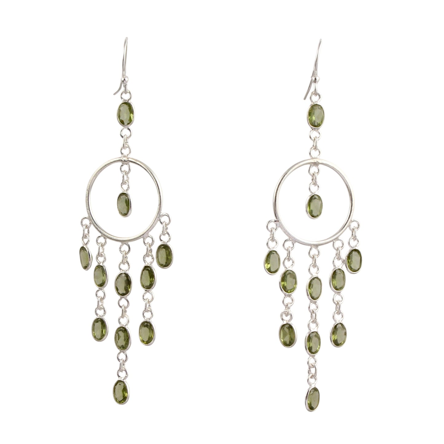 Statement Long Dangle Peridot Earrings Handmade 925 Sterling Silver Jewelry August Birthstone Earrings