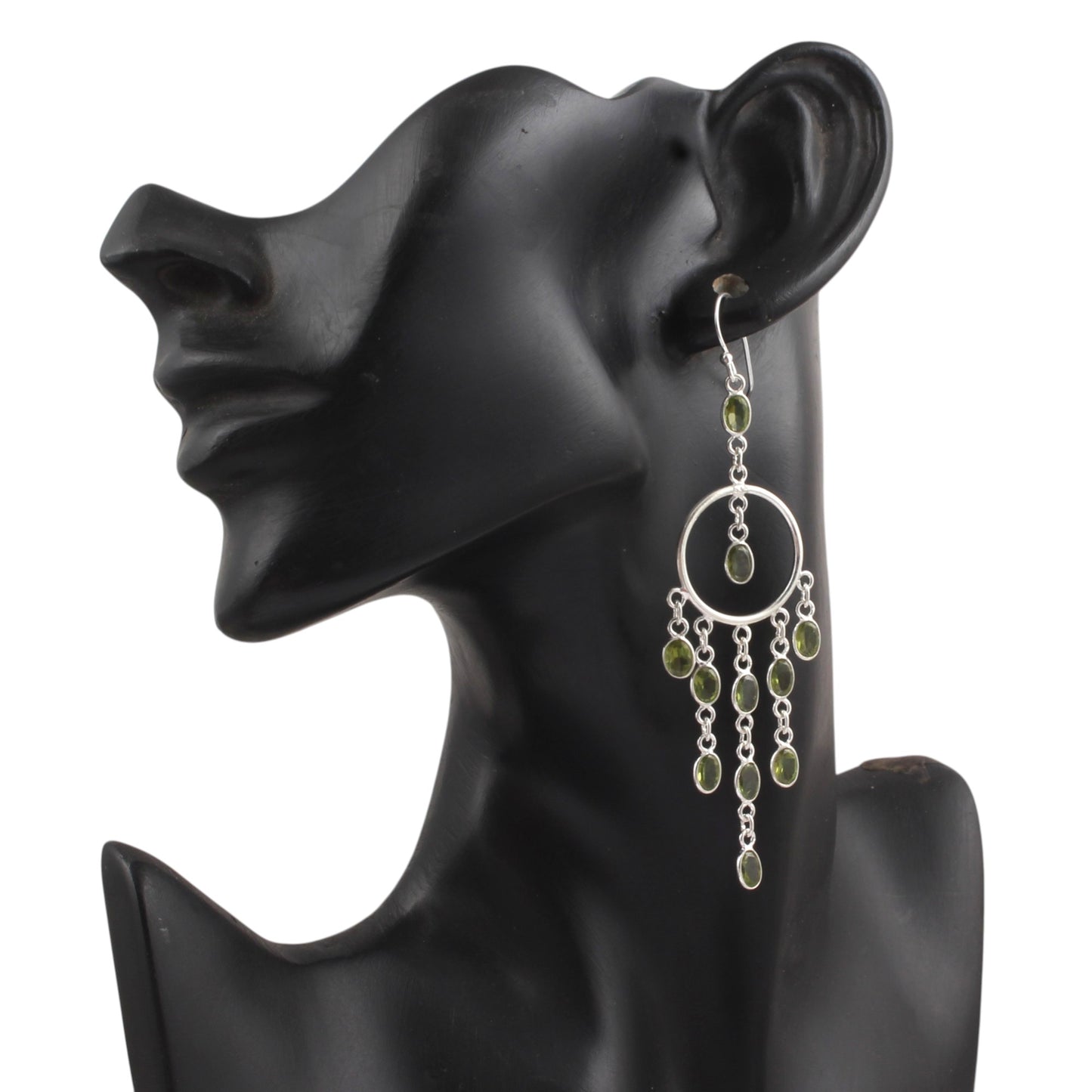 Statement Long Dangle Peridot Earrings Handmade 925 Sterling Silver Jewelry August Birthstone Earrings
