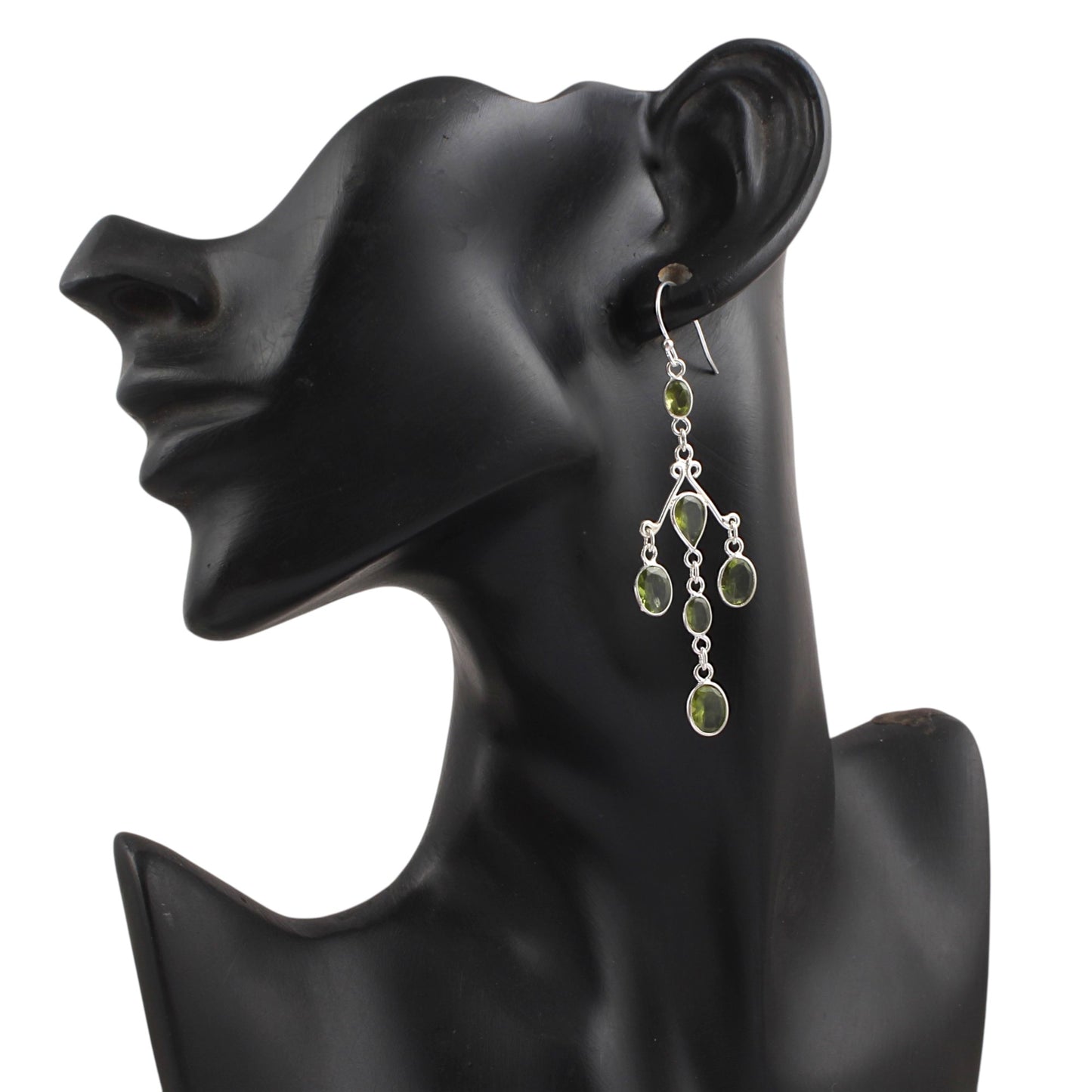 Natural Peridot Earrings 925 Sterling Silver Handmade Bezel Set August Birthstone Earrings