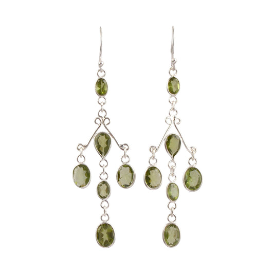 Natural Peridot Earrings 925 Sterling Silver Handmade Bezel Set August Birthstone Earrings