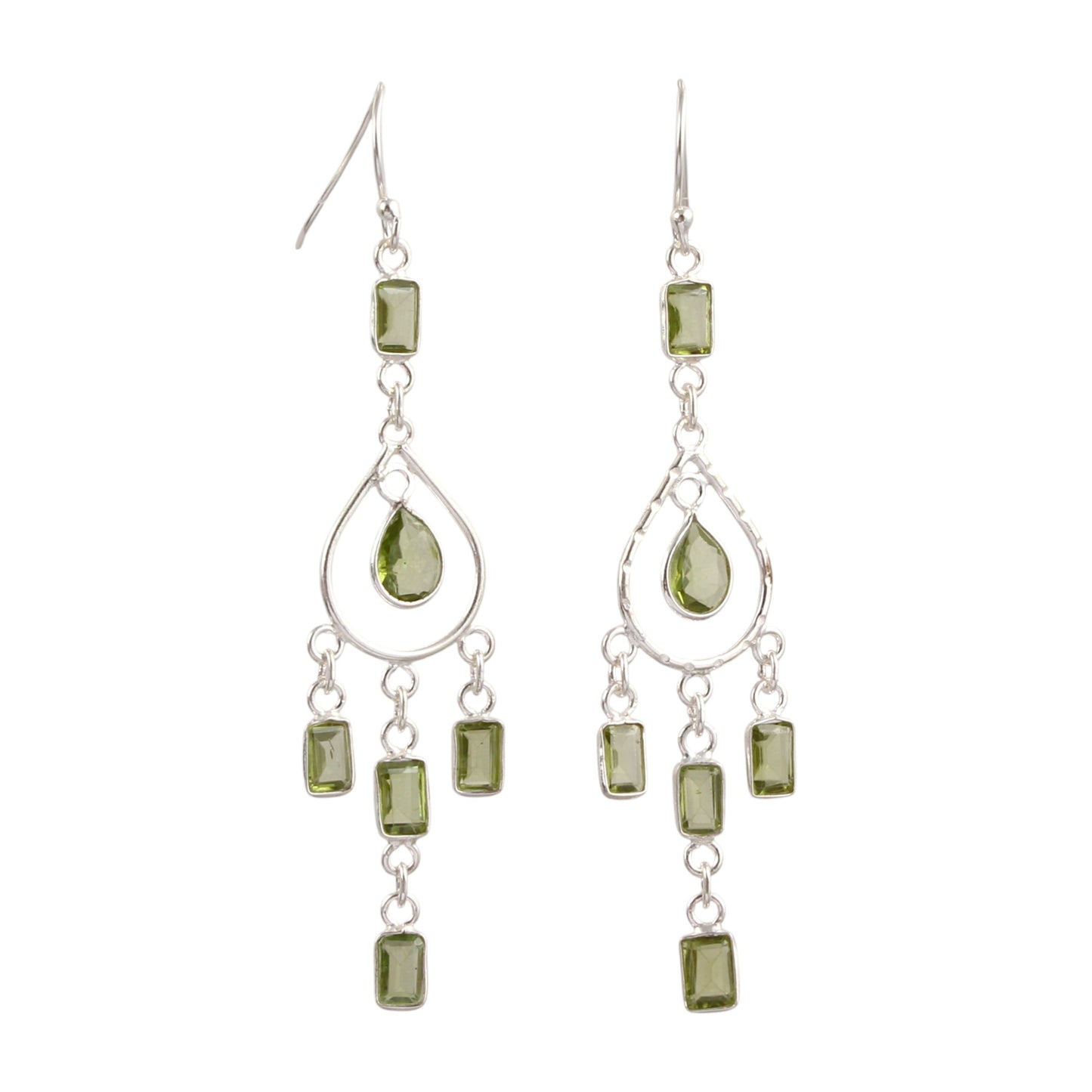 Natural Peridot Long Earrings 925 Sterling Silver Handmade Bezel Set August Birthstone Earrings