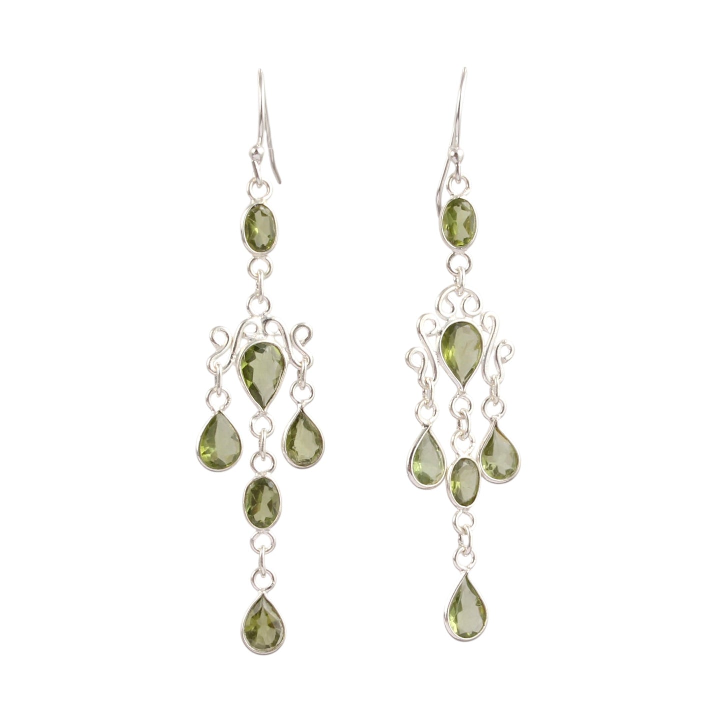 Long Dangle Natural Peridot Earrings 925 Sterling Silver Handmade Faceted Green Gemstone Earrings Statement Jewelry