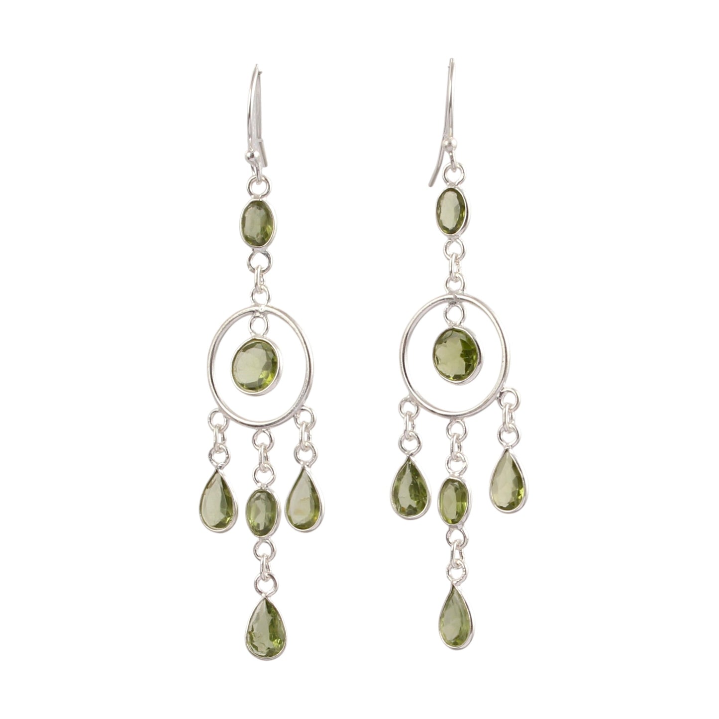 Long Dangle Natural Peridot Earrings 925 Sterling Silver Handmade Faceted Green Gemstone Earrings Jewelry
