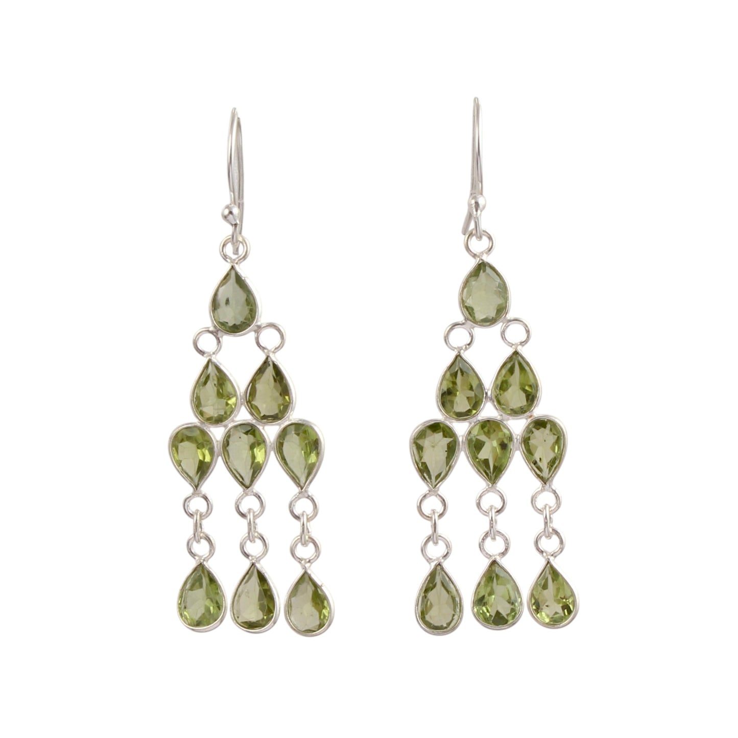 Ethnic Wear Chandelier Peridot Earrings Handmade 925 Sterling Silver Dangle Natural Faceted Gemstone Earrings For Women