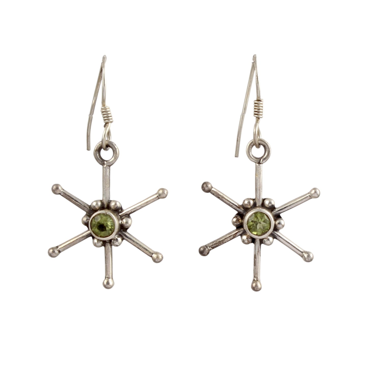 Designer Star Shape Peridot Earrings 925 Sterling Silver Handmade Natural Gemstone August Birthstone Earrings