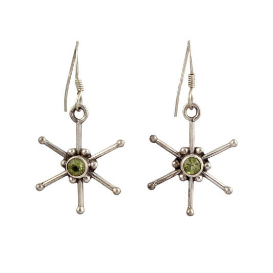 Designer Star Shape Peridot Earrings 925 Sterling Silver Handmade Natural Gemstone August Birthstone Earrings