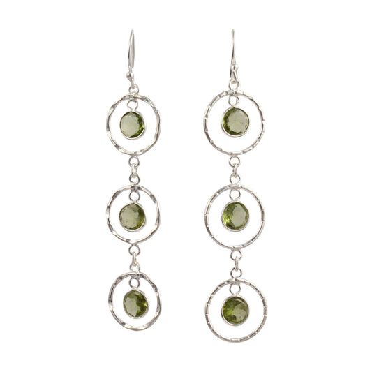 Trio Dangle Peridot Earrings Handmade 925 Sterling Silver Natural Faceted Gemstone Earrings For Women