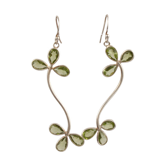 Designer Pear Shape Peridot Earrings 925 Sterling Silver Handmade Faceted Gemstone Dangle Earrings