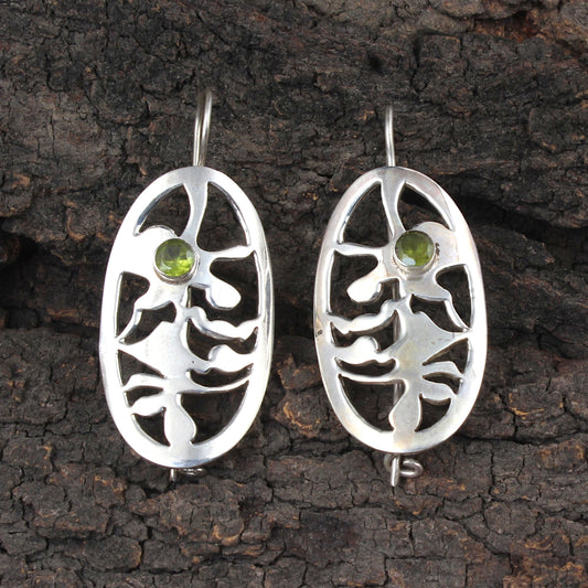 Peridot Earrings 925 Sterling Silver Handmade Natural Cut Gemstone Dangle Earrings