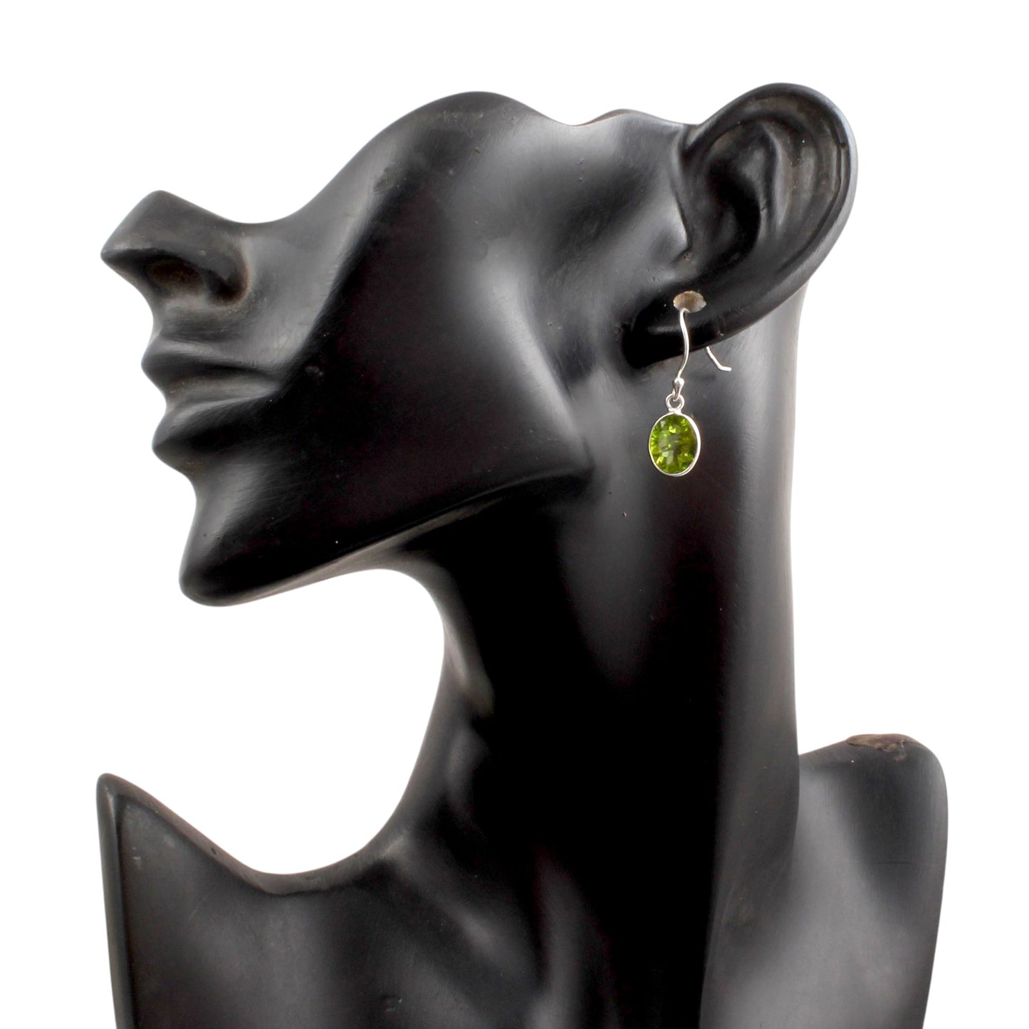 Oval Peridot Earrings 925 Sterling Silver Handmade Bezel Set August Birthstone Earrings