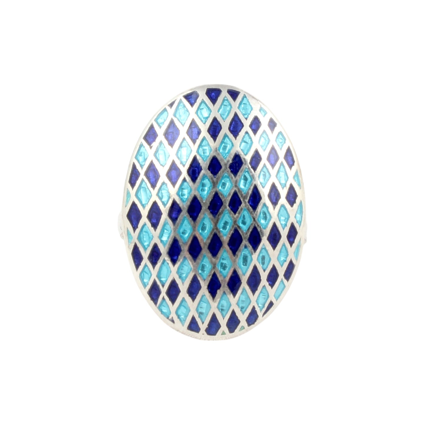 Designer Oval Enamel Ring Handmade 925 Solid Sterling Silver Enameled Ring Size 10 USA