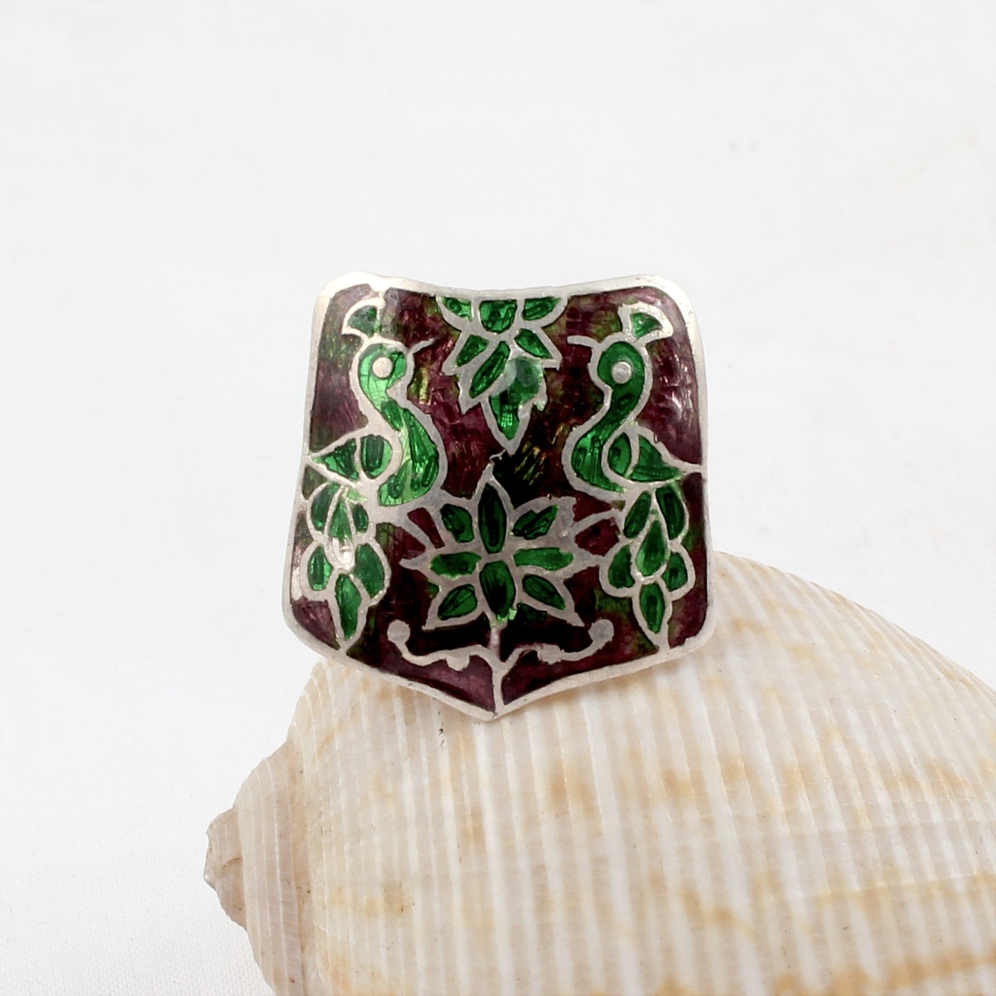 Sparrow Enamel Ring Handmade Adjustable 925 Solid Sterling Silver Designer Ring Birthday Gift For Her