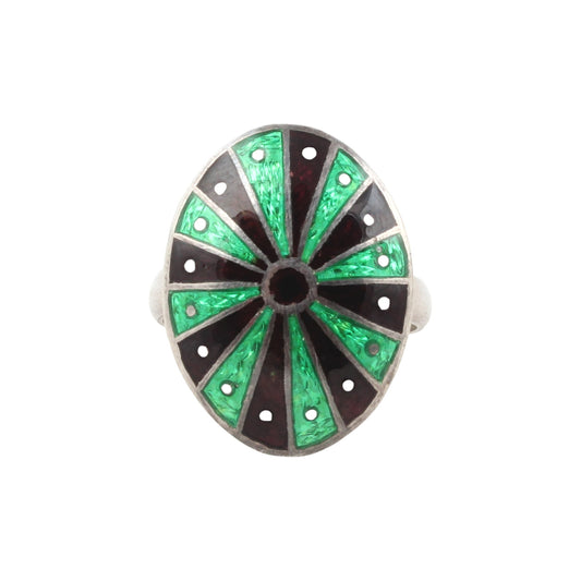 Unique Artisan Bi-Color Enamel Handcrafted Ring 925 Sterling Silver Meenakari Art Ring Size 9 USA