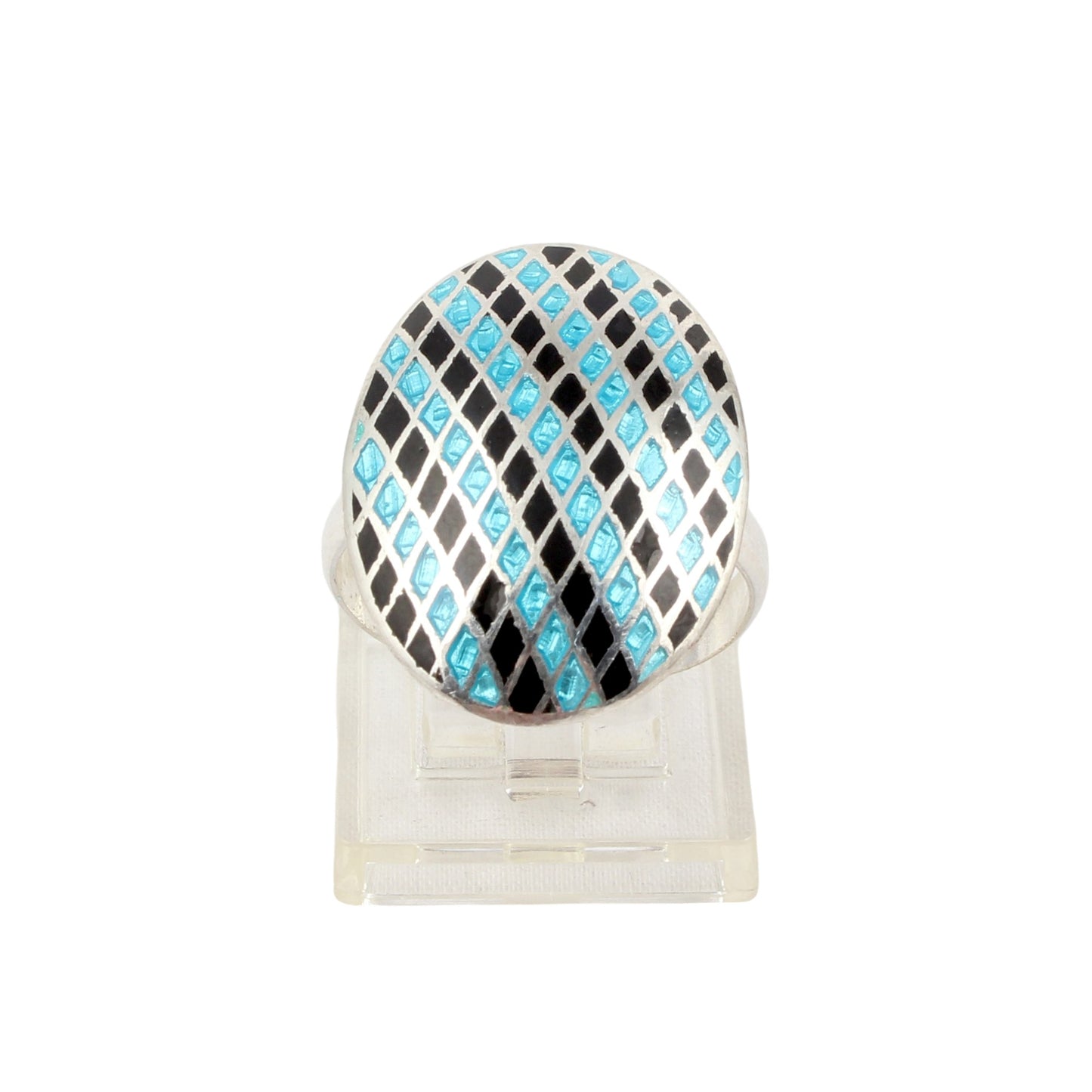 925 Solid Sterling Silver Enamel Ring Birthday Gift For Her Wedding Gift Ring Size 9 USA