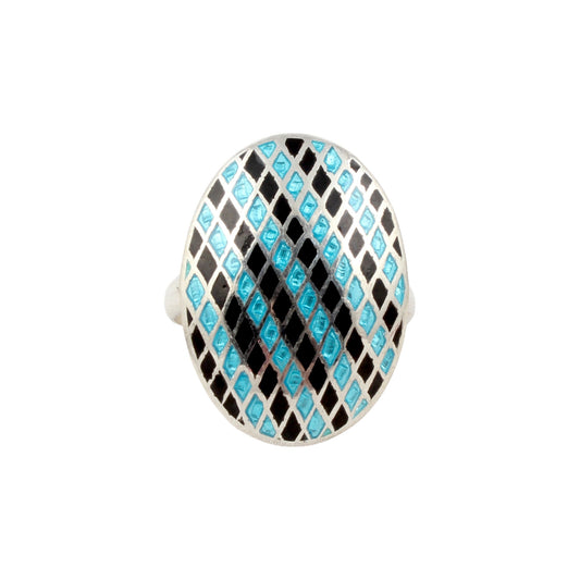 925 Solid Sterling Silver Enamel Ring Birthday Gift For Her Wedding Gift Ring Size 9 USA