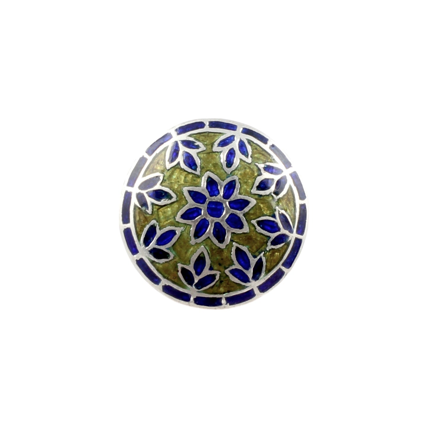 Floral Round Ring Handmade 925 Solid Sterling Silver Enamel Ring Size 9.5 USA
