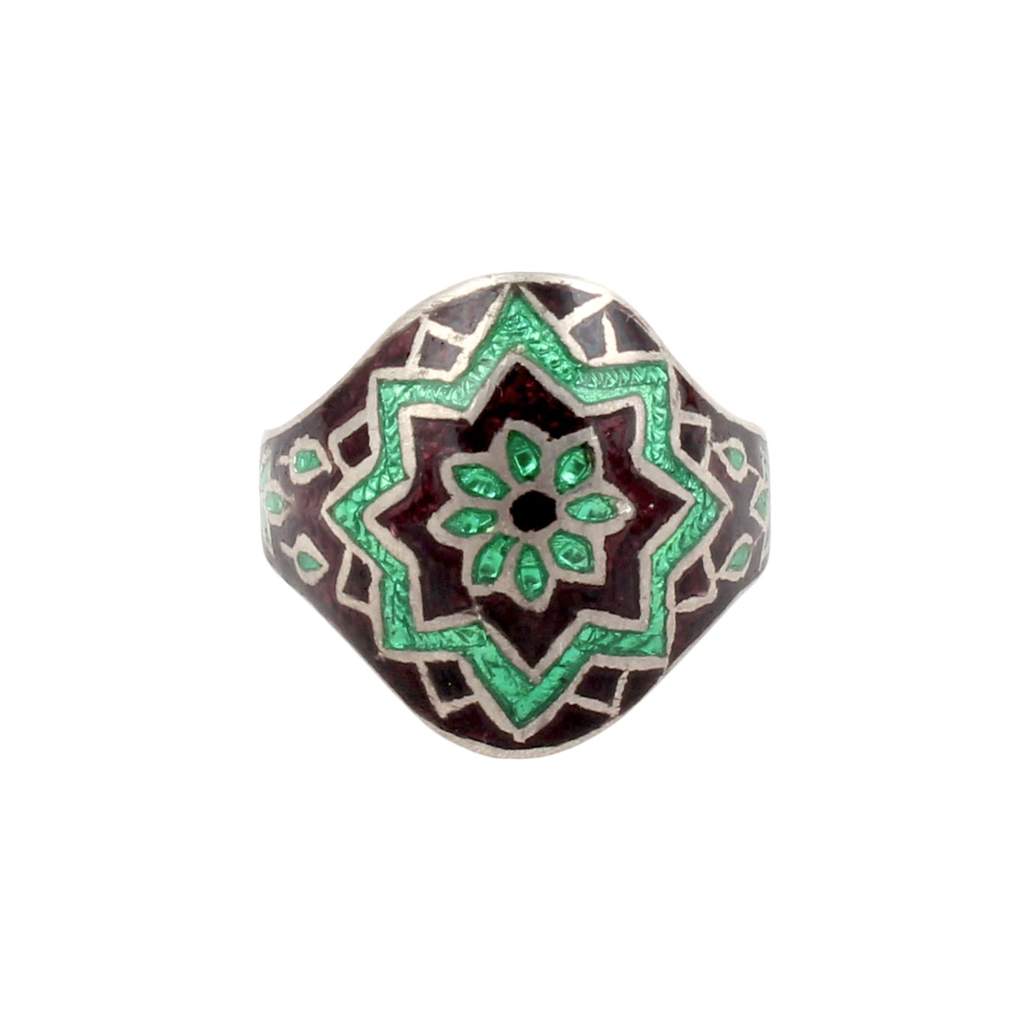 Floral Signet Ring Handmade 925 Solid Sterling Silver Enamel Ring Birthday Gift For Her Ring Size 7.5 USA