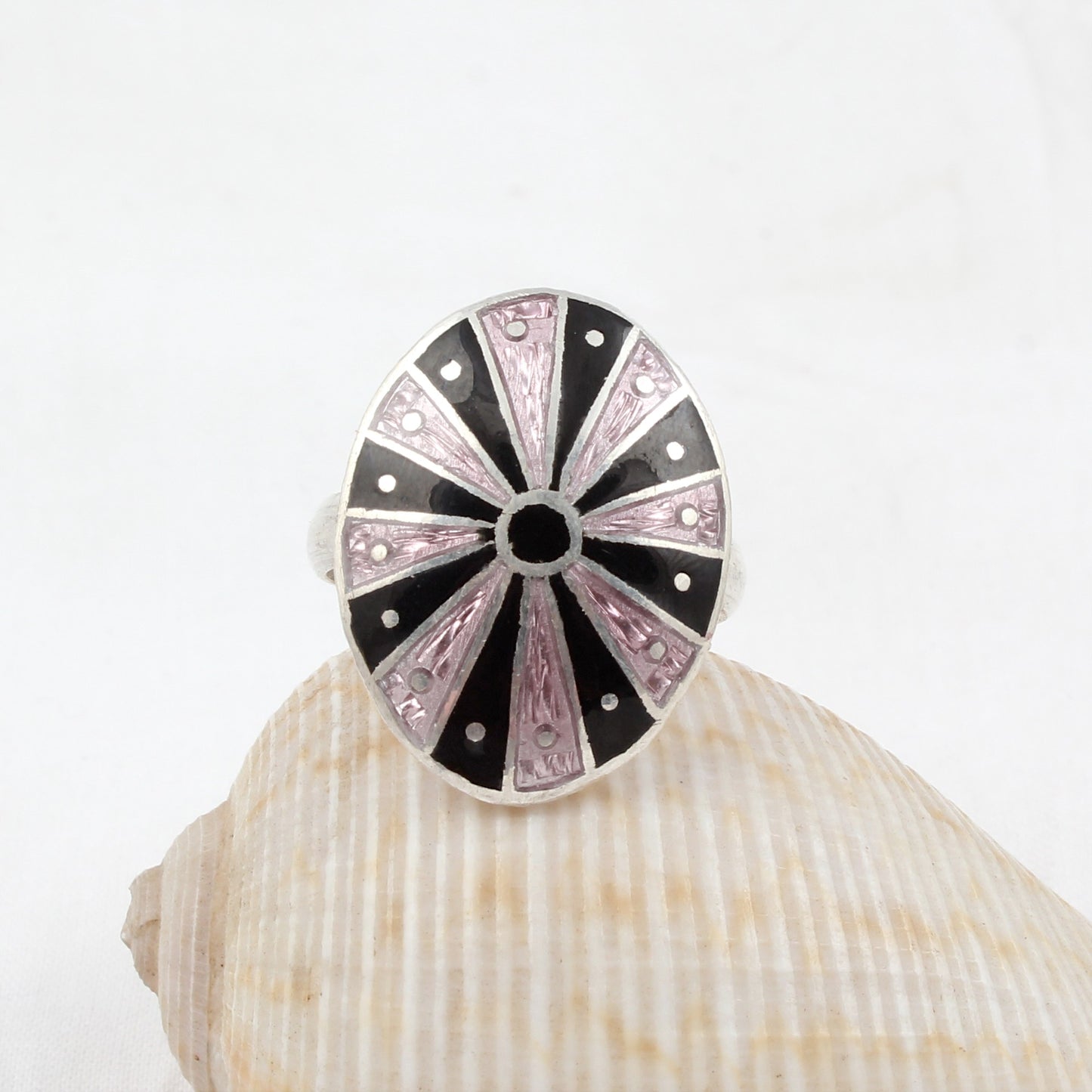 925 Sterling Silver Enamel Ring Birthday Gift For Her Wedding Gift Ring Size 8.75 USA