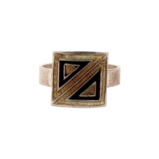 Designer Square Shape Enamel Ring Handmade 925 Solid Sterling Silver Enamel Ring Size 8.5 USA
