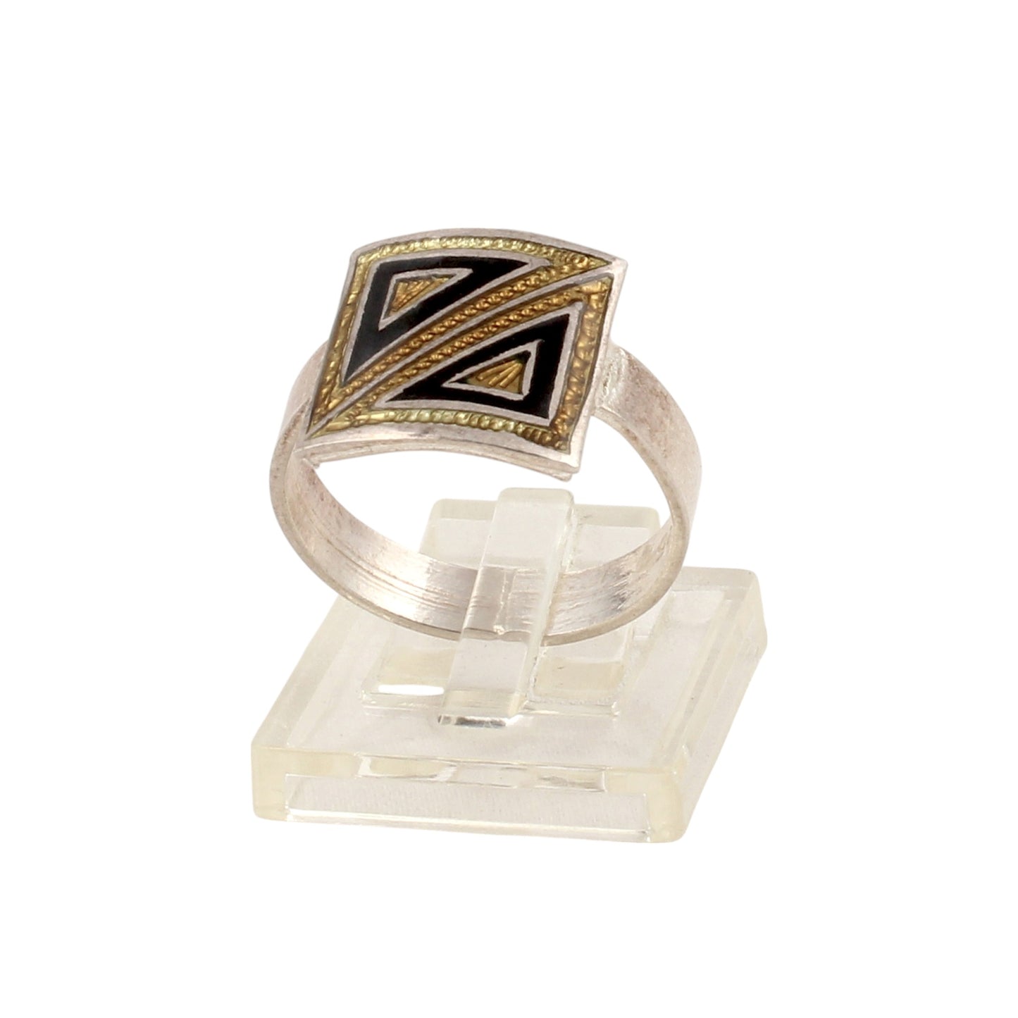 Designer Square Shape Enamel Ring Handmade 925 Solid Sterling Silver Enamel Ring Size 8.5 USA