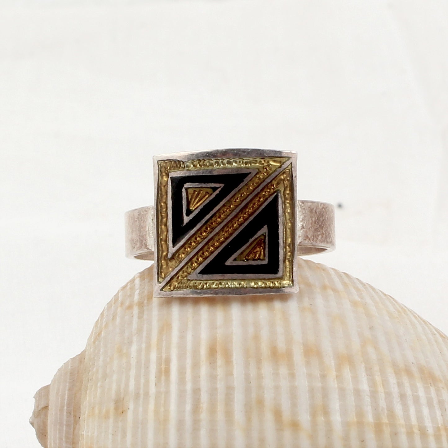 Designer Square Shape Enamel Ring Handmade 925 Solid Sterling Silver Enamel Ring Size 8.5 USA