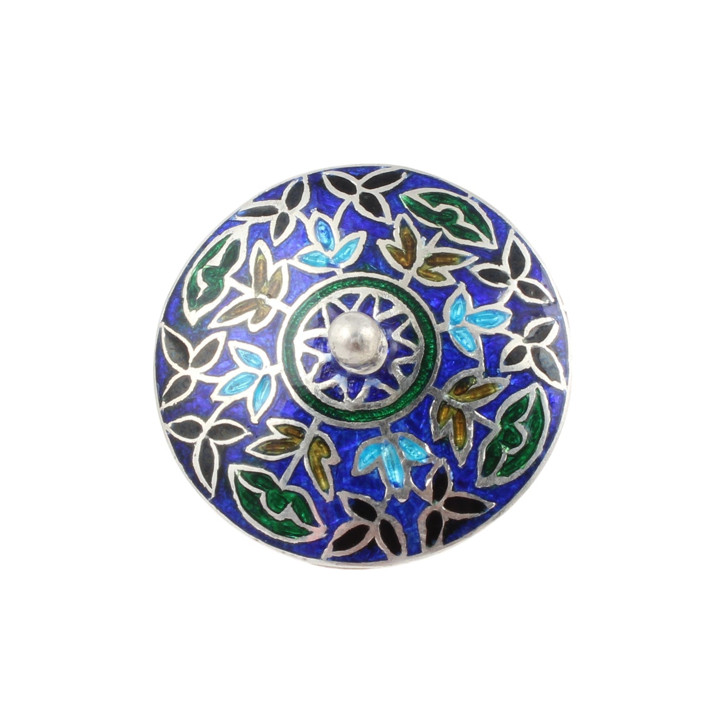 Floral Round Ring Handmade 925 Solid Sterling Silver Enamel Ring Size 8.75 USA