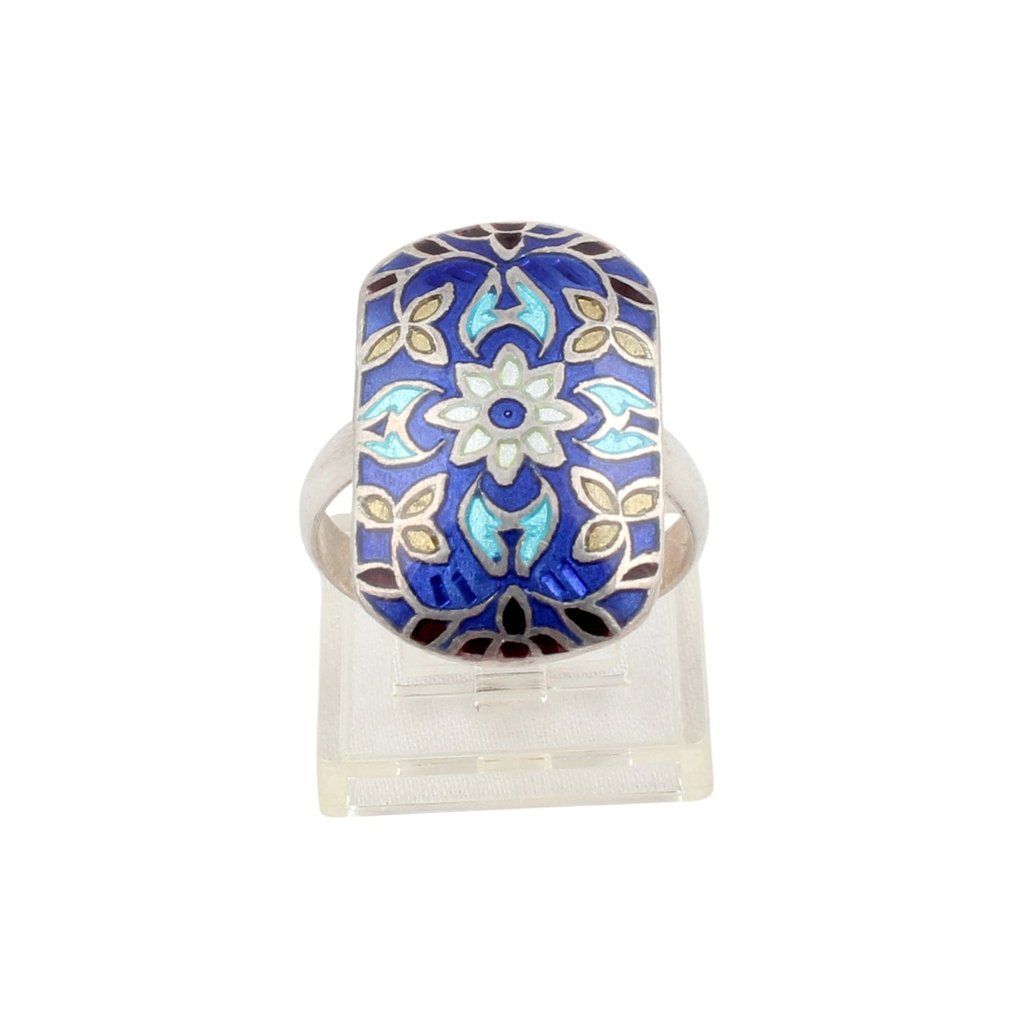 Floral Leaf Enamel Band Ring Handmade 925 Solid Sterling Silver Designer Ring Size 10 USA