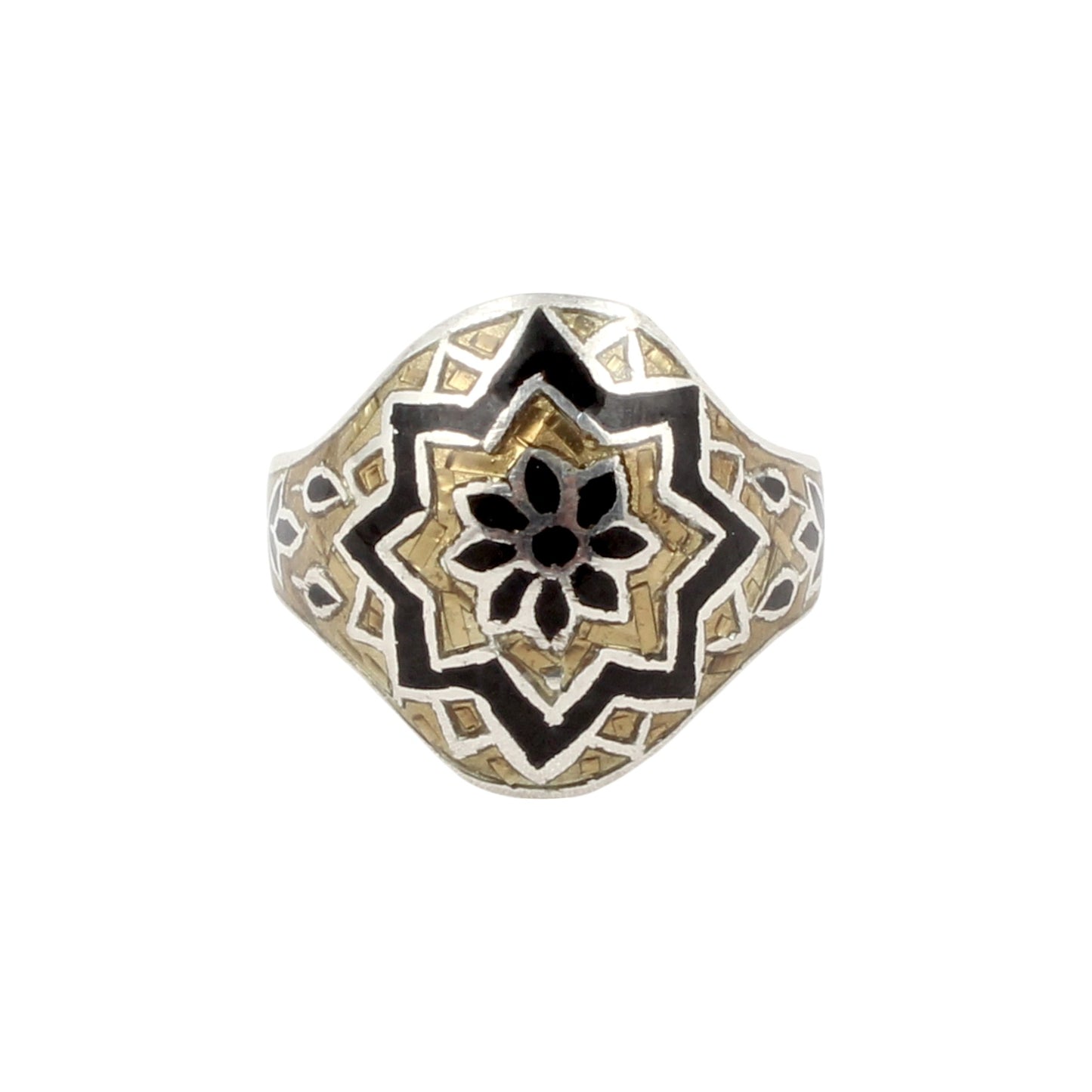 Floral Signet Ring Handmade 925 Solid Sterling Silver Enamel Ring Birthday Gift For Her Ring Size 8.5 USA