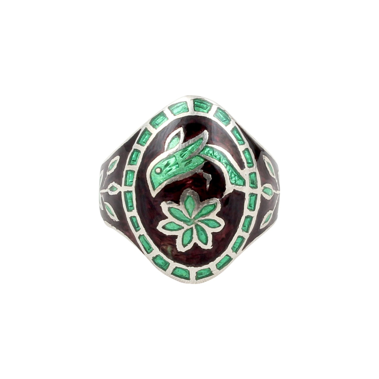Sparrow Enamel Ring Handmade 925 Solid Sterling Silver Designer Ring Ring Size 7.25 USA