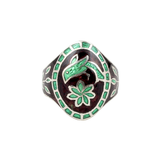 Sparrow Enamel Ring Handmade 925 Solid Sterling Silver Designer Ring Ring Size 7.25 USA