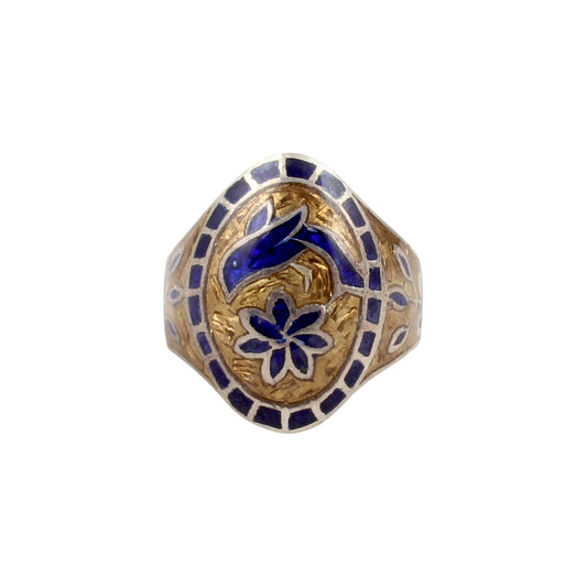 Sparrow Enamel Ring Handmade 925 Solid Sterling Silver Designer Ring Size 7.5 USA