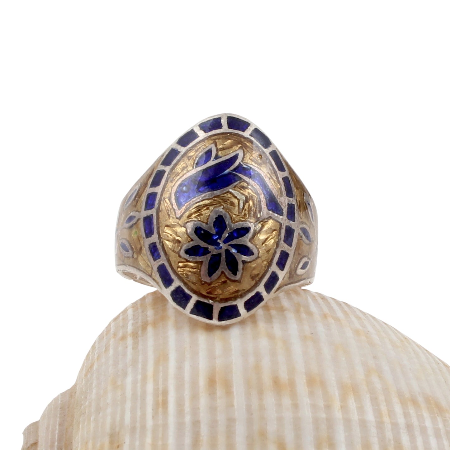 Sparrow Enamel Ring Handmade 925 Solid Sterling Silver Designer Ring Size 7.5 USA
