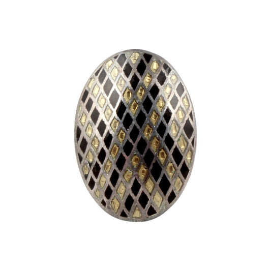 Unique Artisan Bi-Color Enamel Handcrafted Ring 925 Sterling Silver Designer Ring Size 8.5 USA
