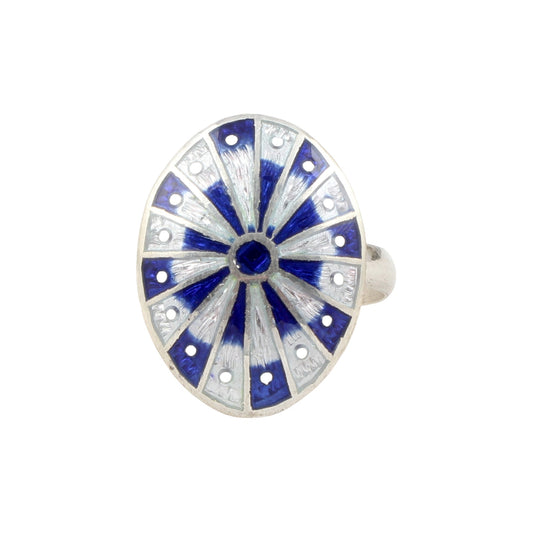 925 Sterling Silver Enamel Ring Wedding Gift Handmade Oval Shape Designer Ring Size 9 USA