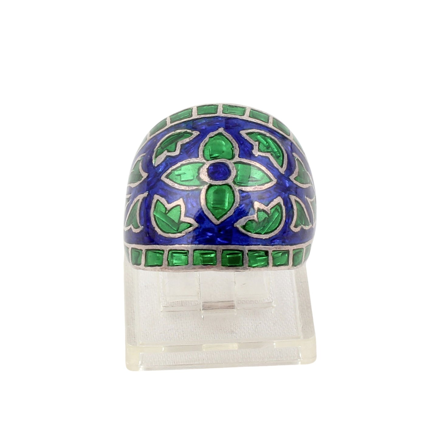 Meenakari Art Ring Handmade Enamelled 925 Sterling Silver Designer Jewelry Ring Size 7 USA
