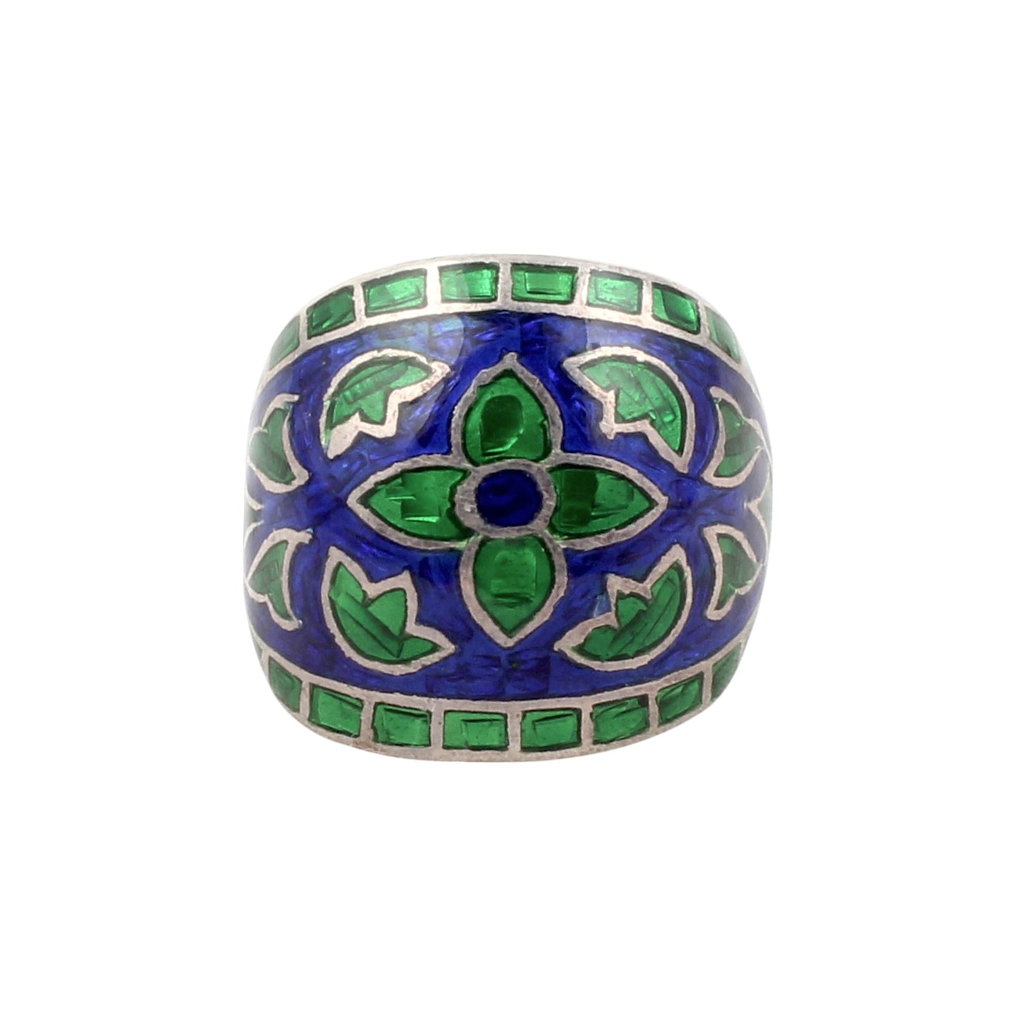 Meenakari Art Ring Handmade Enamelled 925 Sterling Silver Designer Jewelry Ring Size 7 USA