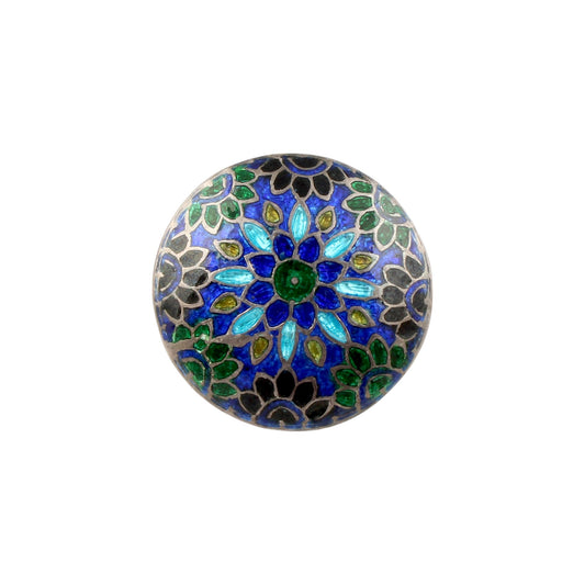 Floral Enamel Ring Handmade 925 Solid Sterling Silver Designer Ring Size 8.75 USA