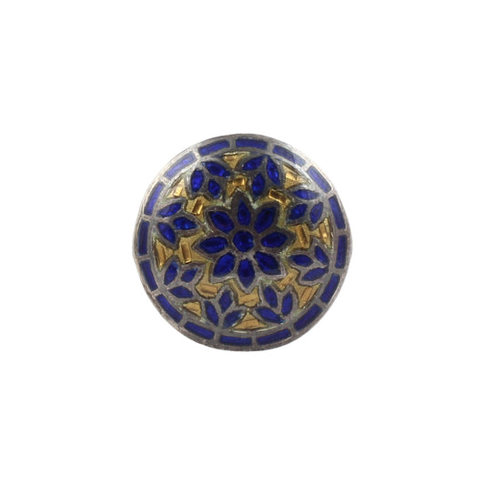 Round Leaf Floral Enamel Ring Handmade 925 Solid Sterling Silver Designer Ring Size 6 USA