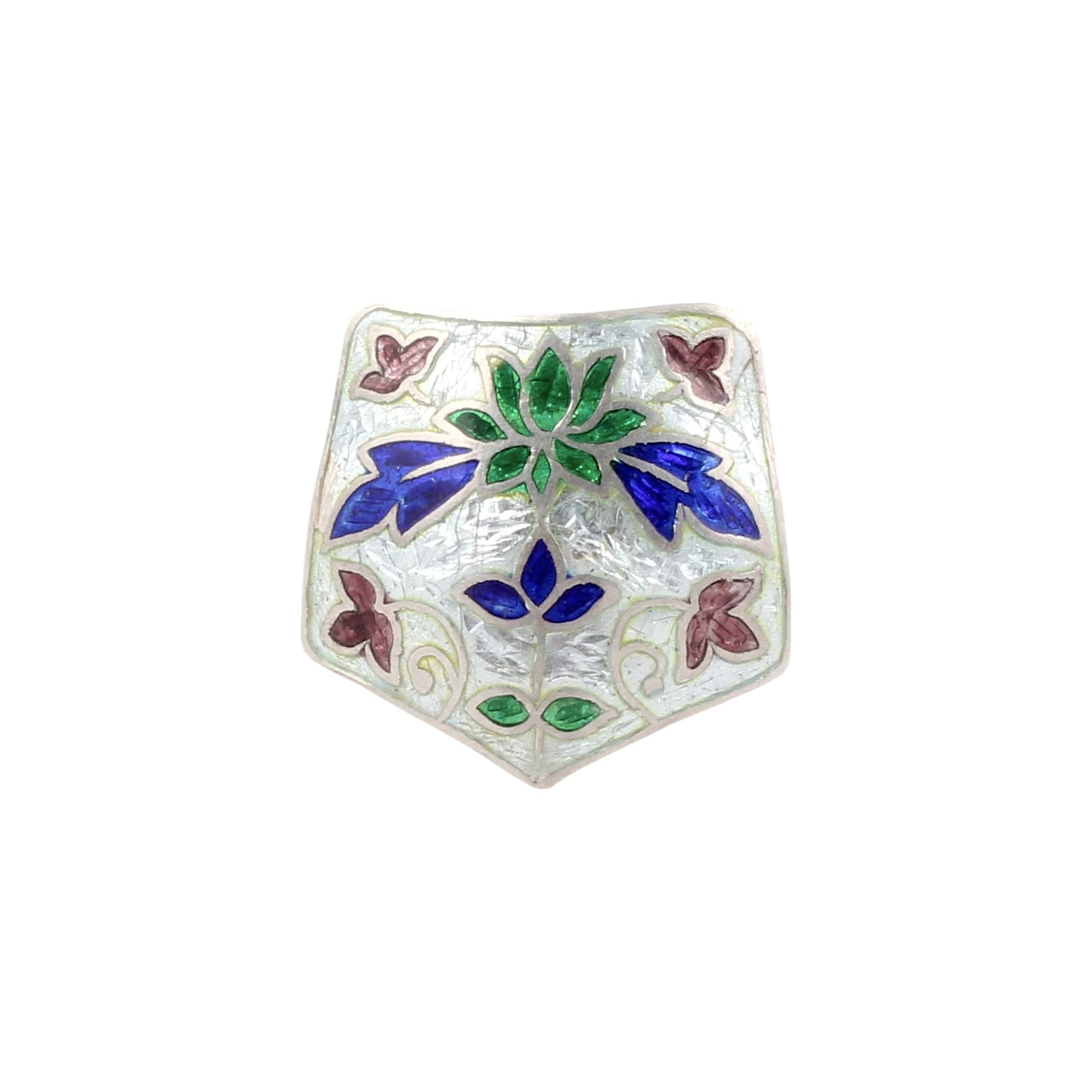 Designer Floral Enamel Ring Handmade 925 Solid Sterling Silver Enameled Ring Size 9 USA